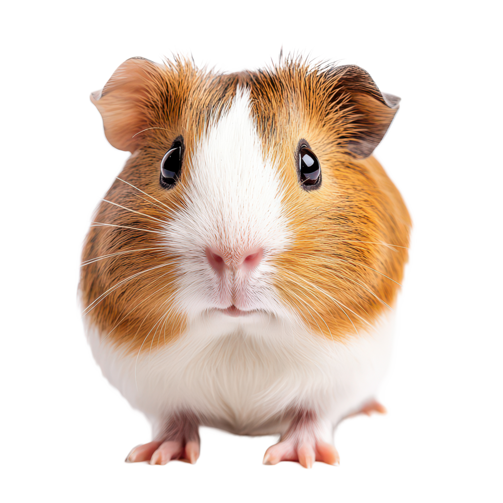 A cute guinea pig posing against a transparent background, showcasing its adorable features and curious expression, a cute guinea pig posing, transparent background. png