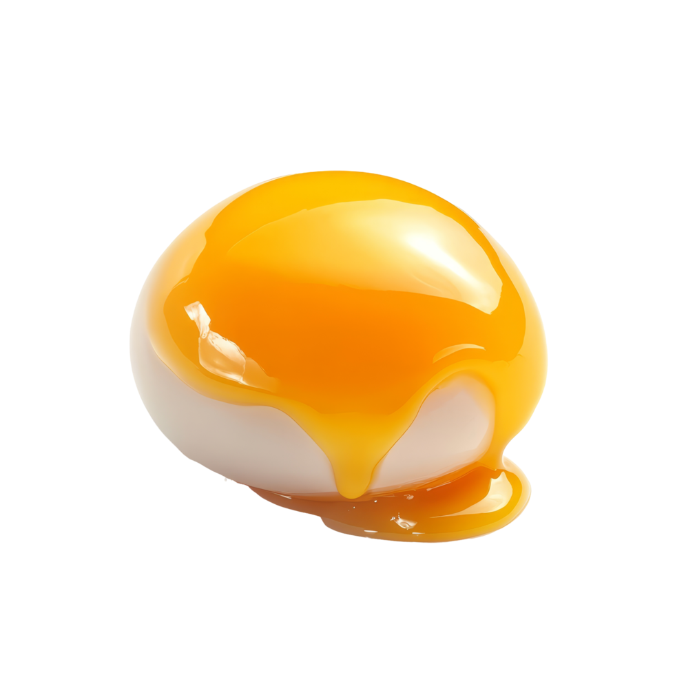 Fresh egg yolk isolated on a clean transparent background, showcasing its rich golden color and smooth texture, yolk egg isolated on transparent background png