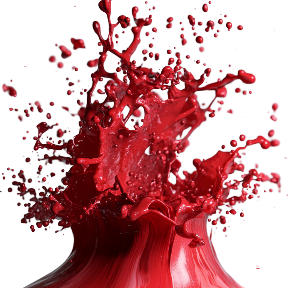 Vivid red splashes erupting dramatically against a neutral background, showcasing dynamic paint movement and energy, red splashes png