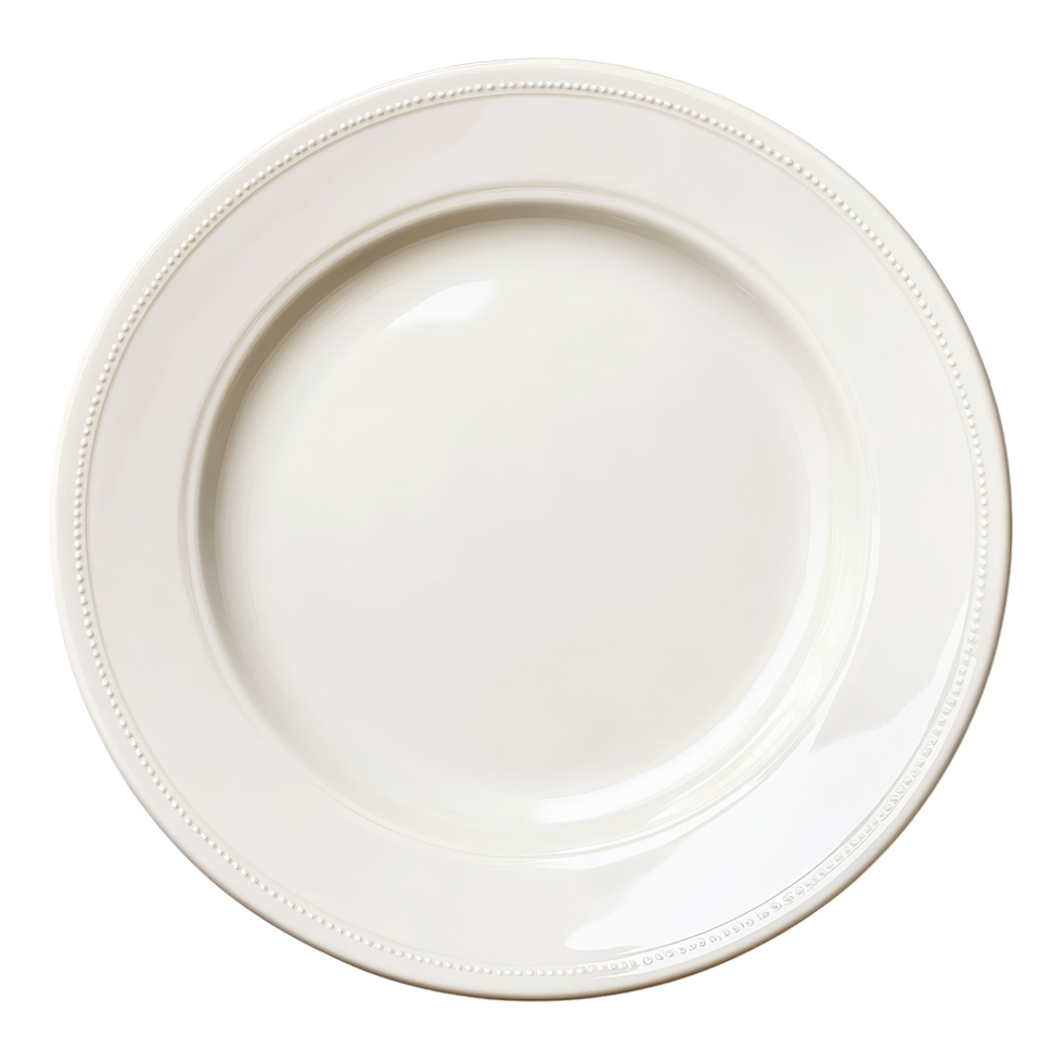 A simple transparent dinner plate on a transparent background showcasing its elegant design for table settings, plate on transparnt png