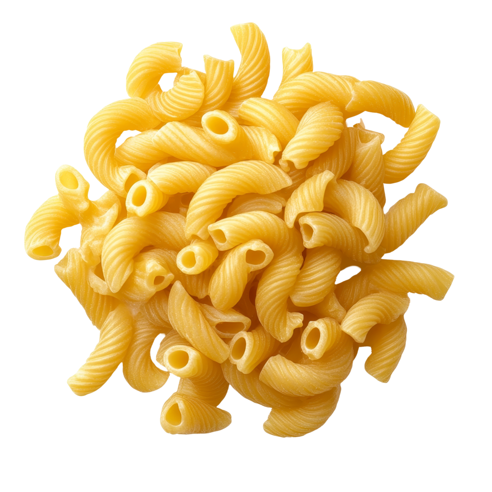 Delicious macaroni pasta isolated on a clean transparent background ready for cooking or serving, Macaroni isolated on transparent background png