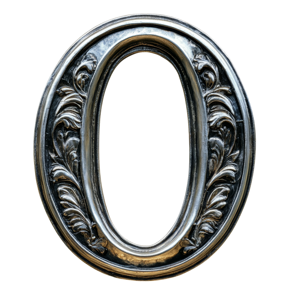 A vintage ornate letter O displayed on a transparent transparent background showcasing intricate detailing and rich texture, consonant letter o is used to make words on transparent backgroundfile png