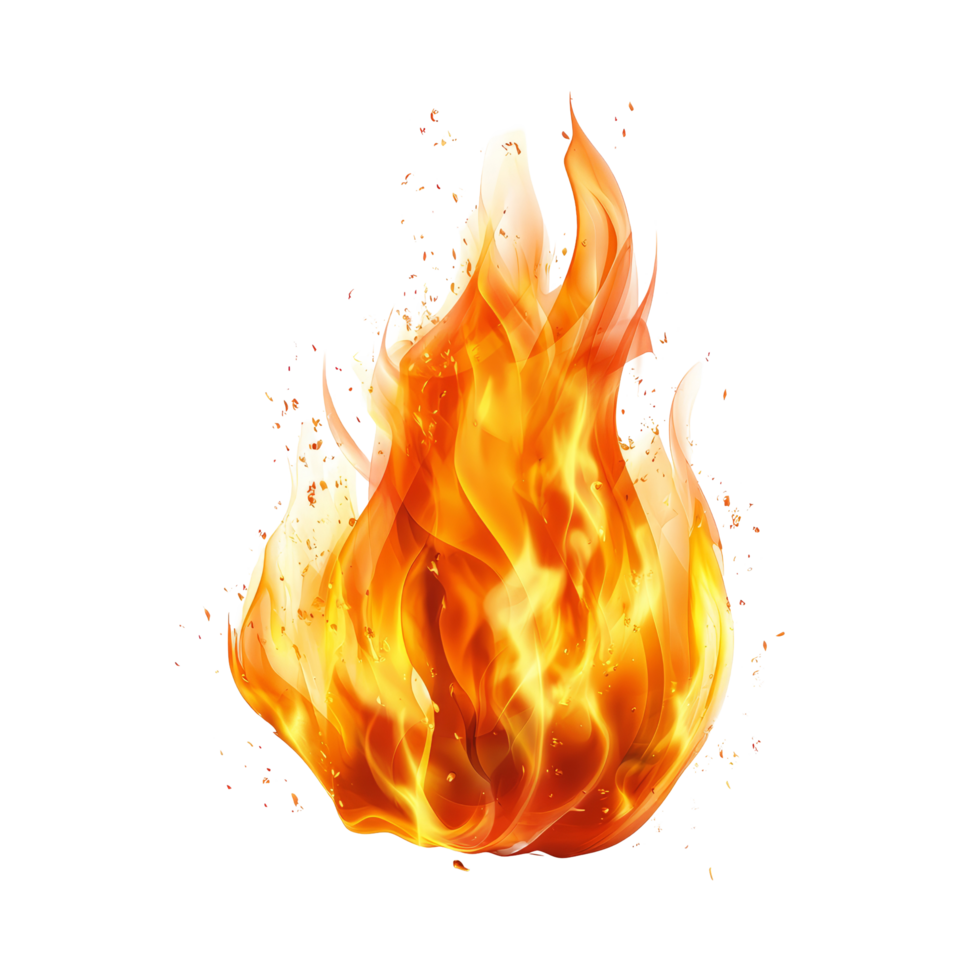 Vibrant fire flame dancing on a clean transparent background creating an energetic visual effect, Fire flame on transparent background. Fire flame transparent background png