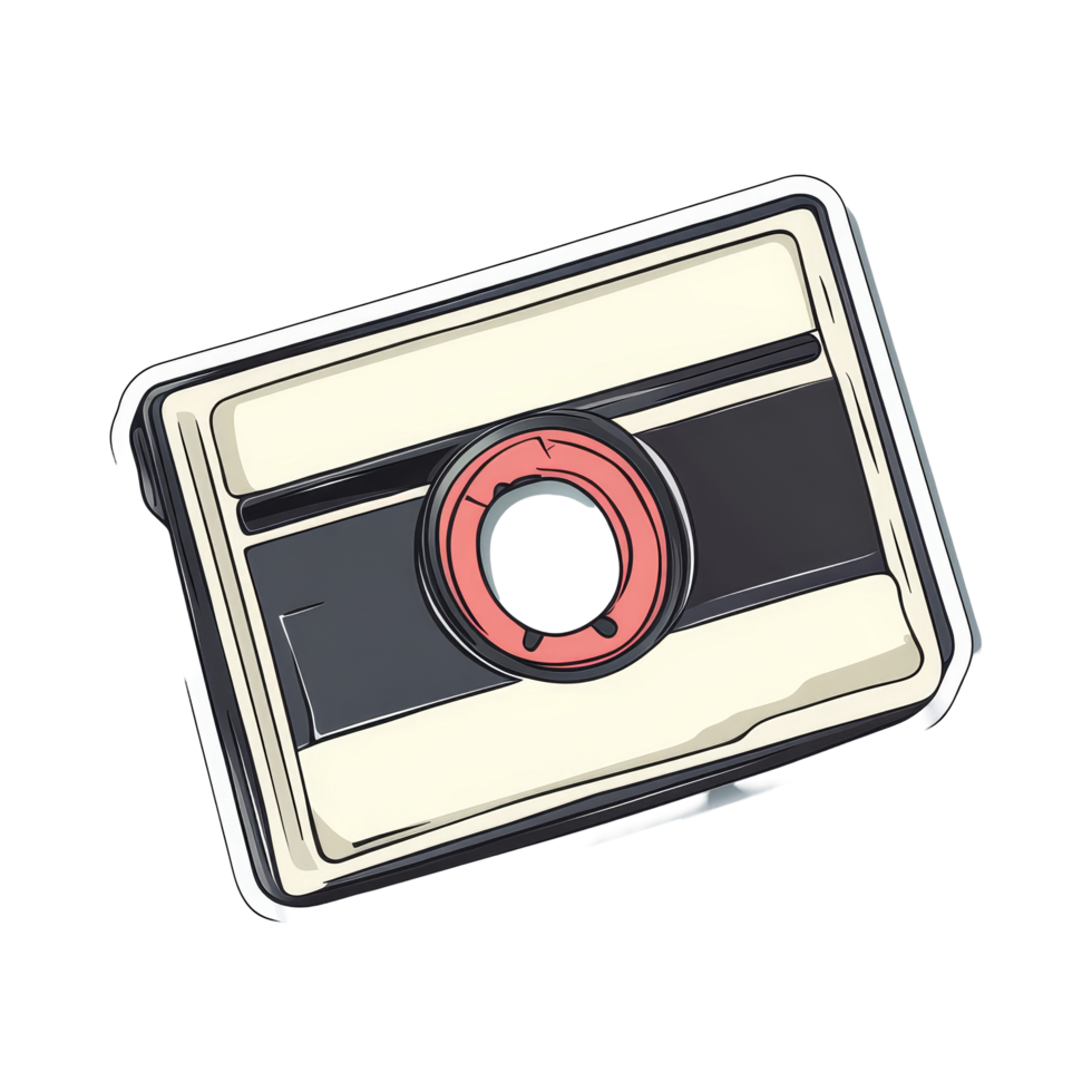 Colorful tape sticker featuring a classic cassette design on a clean transparent background for creative projects, tape sticker on transparent backgroundfile png
