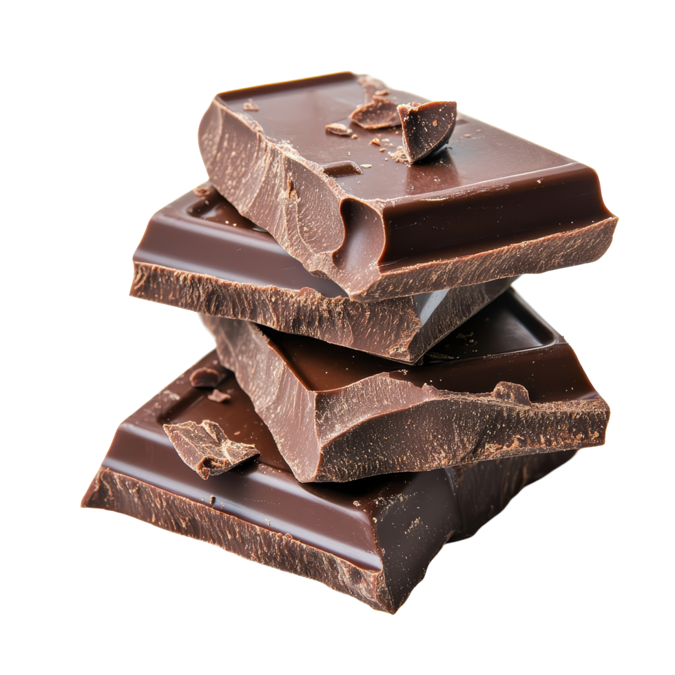 Indulge in rich, decadent triple chocolate stacked on a pristine transparent background for a mouthwatering treat, triple chocolate isolated on transparent background png