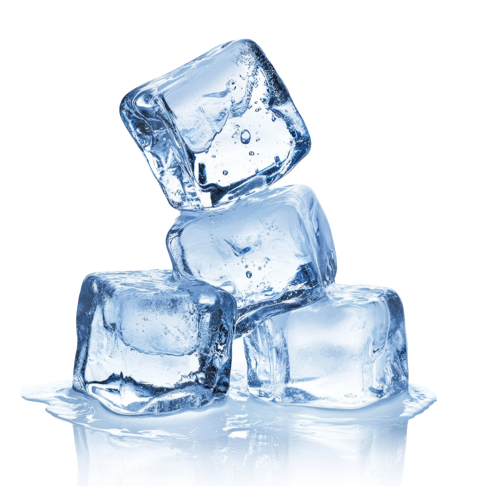 Ice cubes stacked on a transparent background for refreshing beverages or culinary presentations, ice cubes isolated on transparent background png