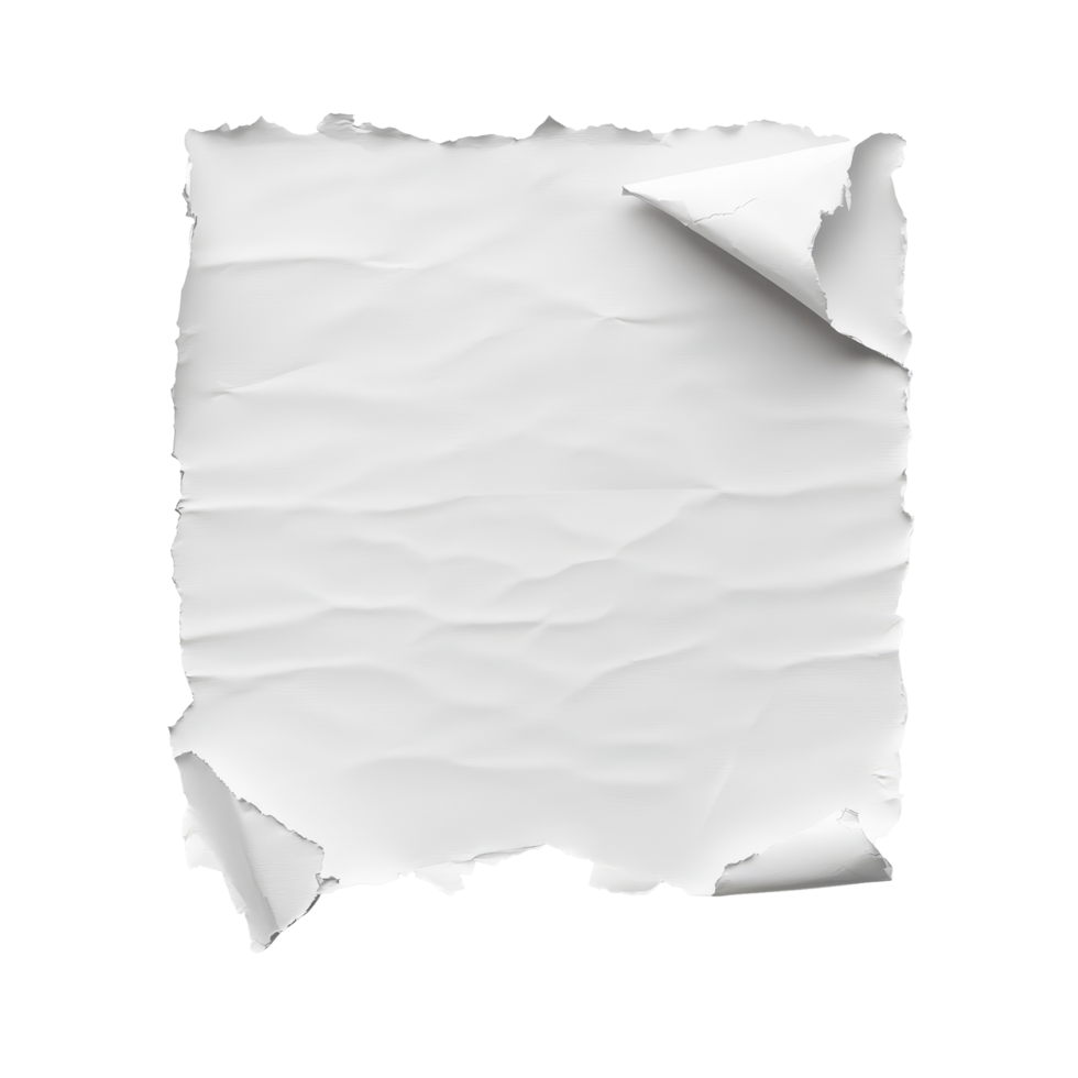 Torn piece of transparent paper isolated on a transparent background highlighting texture and edges, piece of transparent paper tear isolated on transparent backgroundfile png