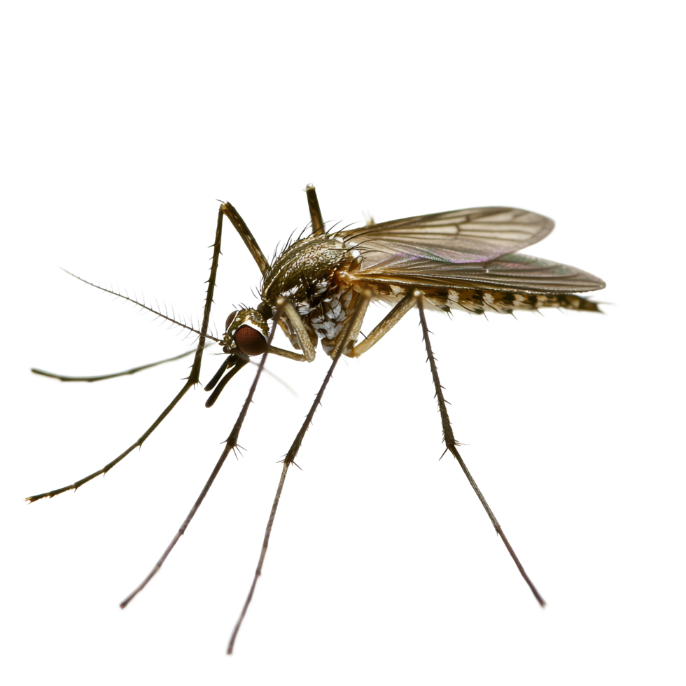 Closeup view of a mosquito on a transparent background highlighting its intricate details and anatomy, mosquito colis on transparent backgroundfile png
