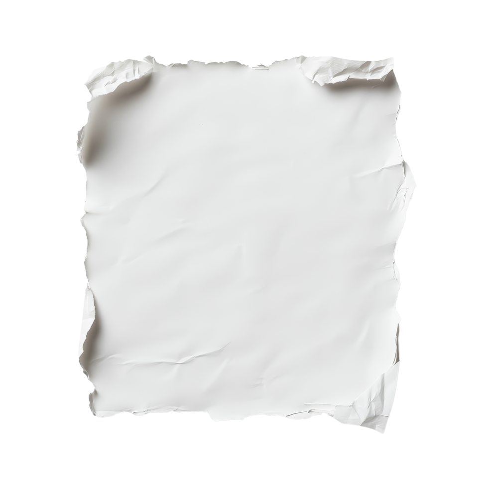 Torn transparent note paper resting on a clean transparent background, suitable for written messages or creative projects, transparent note paper on transparent backgroundfile png