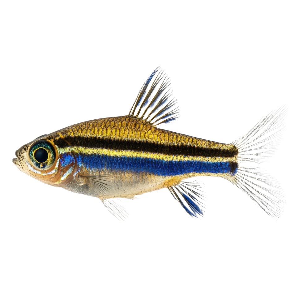 Zebra danio fish swimming gracefully in isolation against a clean transparent background, zebra danio fish, isolated transparent background png