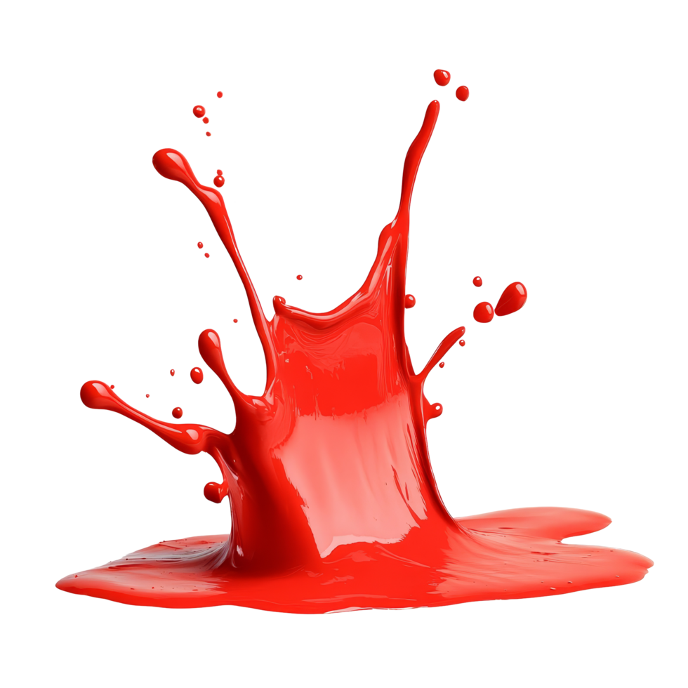 Dynamic red paint splash in motion against a clean transparent background capturing a burst of creativity and energy, Dynamic Red Paint Splash in Motion on transparent background png