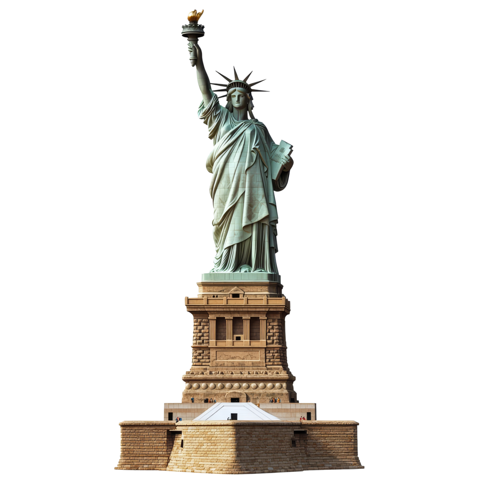 Statue of Liberty standing tall in New York against a clean transparent background, Statue of Liberty in New York isolated on transparent background png