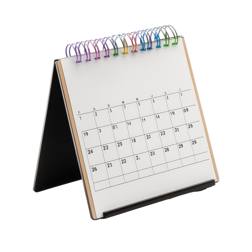 A table calendar displaying the month of March, featuring days and dates, isolated on a clean transparent background, table calendar 2025 march isolated on transparent background png