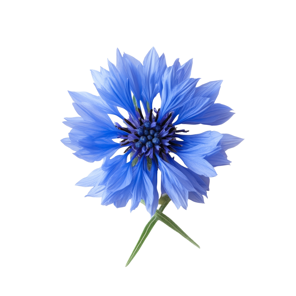 Vibrant blue cornflower blooms stand out beautifully against a crisp transparent background, Medicinal cornflower on a transparent background png