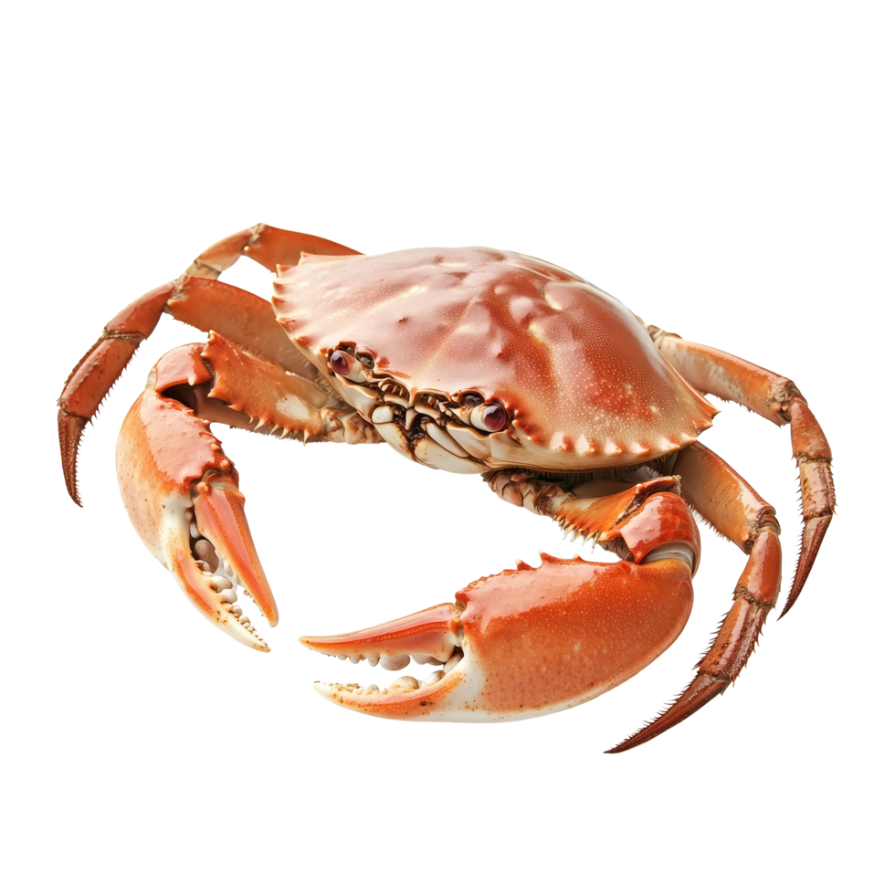 Freshly cooked crab resting on a clean transparent background, showcasing its vibrant color and texture, Fresh tasty cooked crab on a transparent background. crab png
