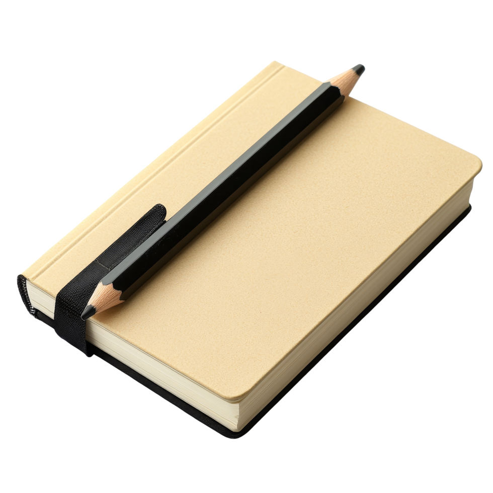 un' taccuino con un' matita su suo coperchio, Perfetto per annotare giù pensieri contro un' trasparente sfondo, taccuino con matita isolato su trasparente sfondo png