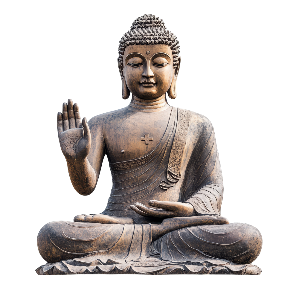 Buddha statue representing peace and wisdom isolated against a transparent background, buddha statue sign for peace and wisdom isolated on transparent background png