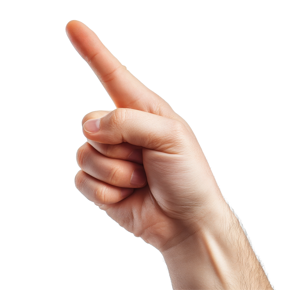 A person pointing with their index finger and thumb gesture to indicate a small size or detail, Index finger and thumb gesture showing something small, little bit amount, isolated on hwite png