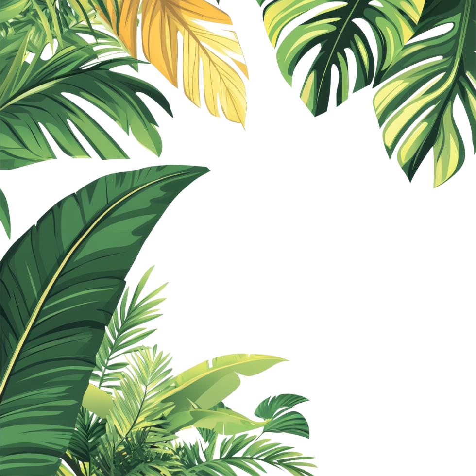 Explore the lush green foliage of tropical leaves in a vibrant jungle setting, Tropical leaves foliage plant jungle bush floral png