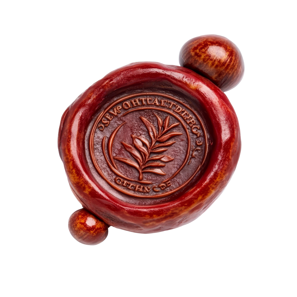 A detailed wax seal featuring the word Certified with an intricate design, isolated on a clean background, Wax Seal with Certified Word Isolated png