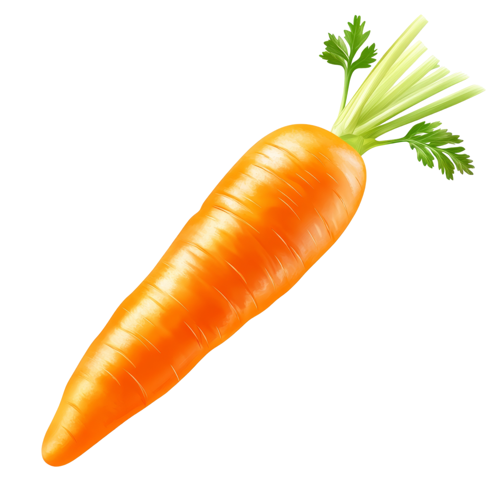 Fresh carrot isolated on a transparent background showcasing its vibrant orange color and green leaves, Carrot isolated on trransparent png