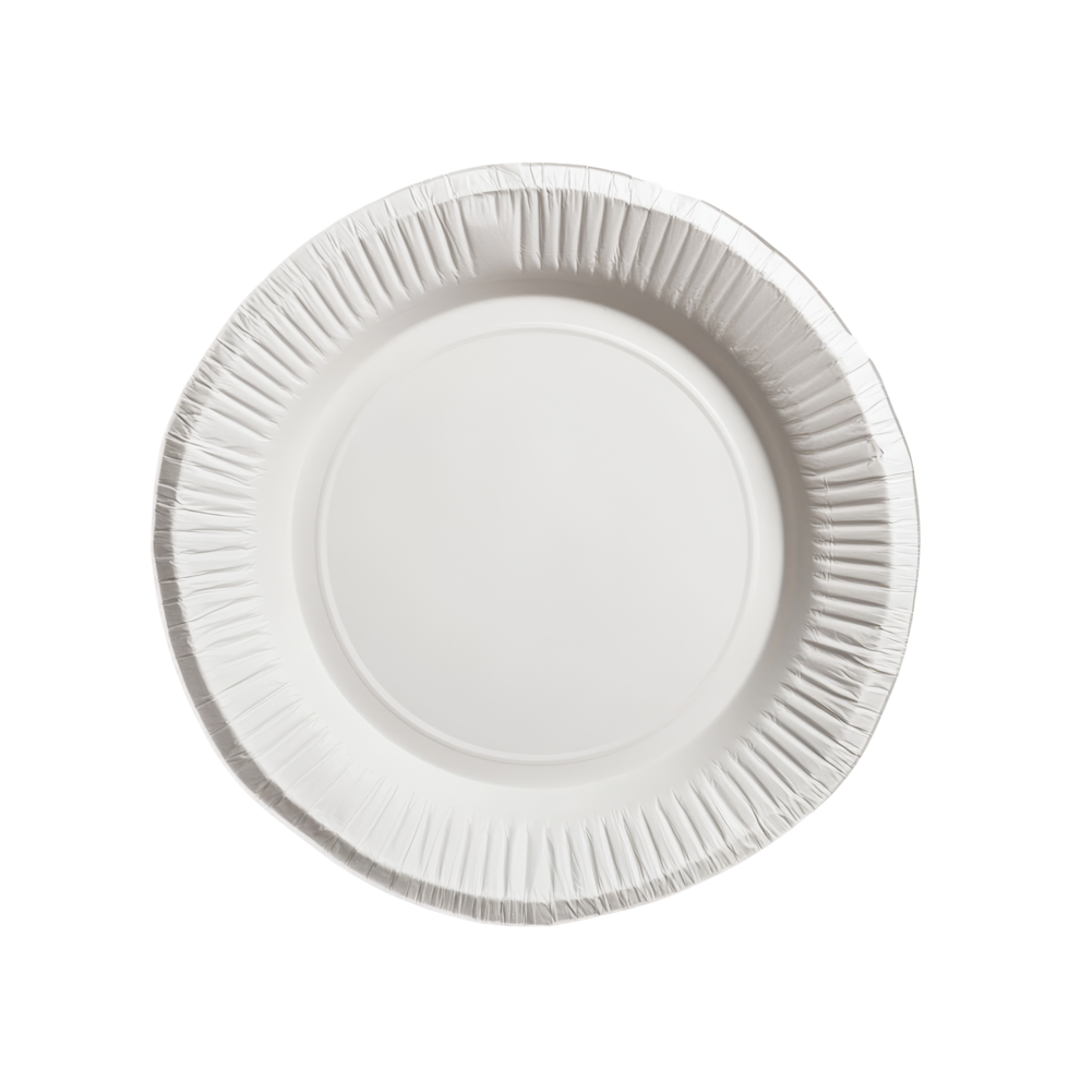 Simple transparent paper plate on a clean transparent background ready for serving food at a casual gathering or picnic, paper plate on transparent background png
