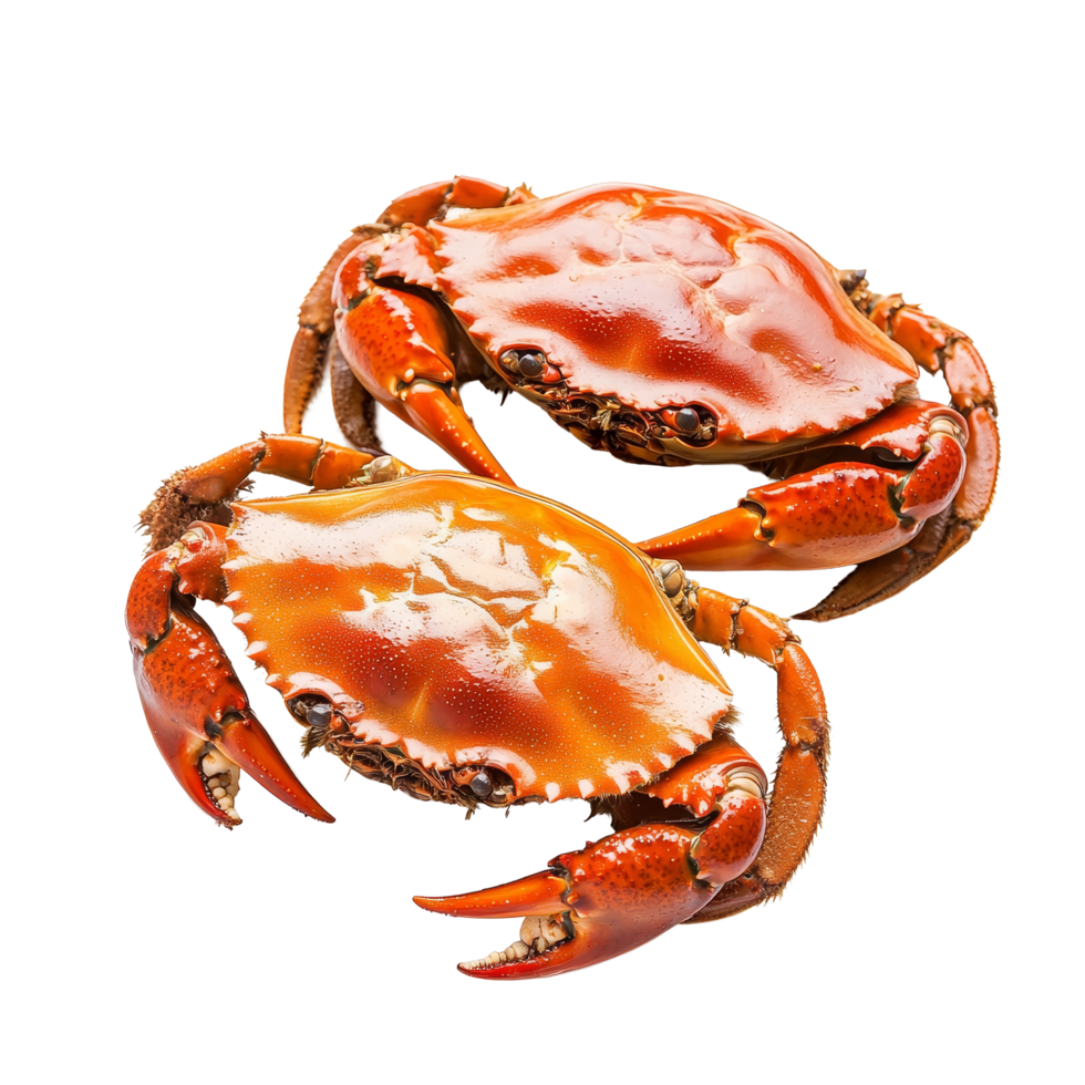 Boiled crabs displayed on a transparent background for a delicious seafood presentation, Boiled crabs prepared on transparent background png