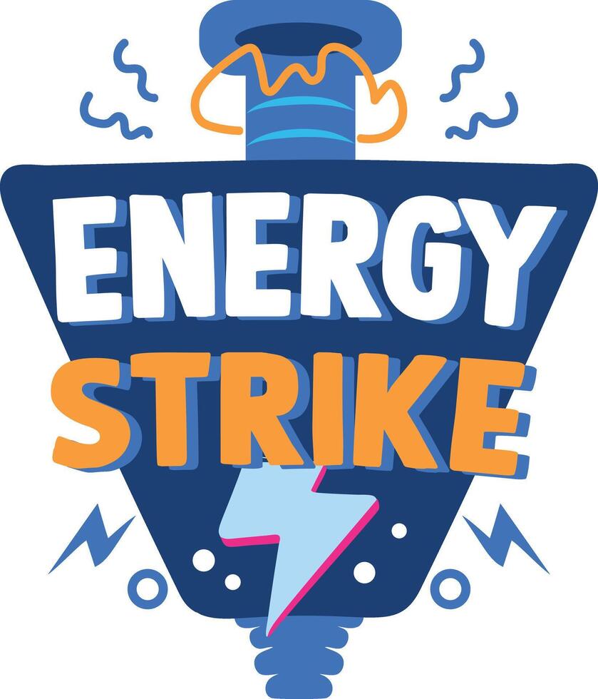 A flat style sticker of energy strike typography vector