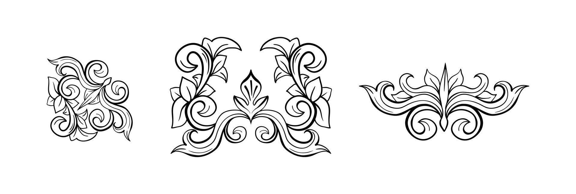 Set of isolated headpiece floral ornaments vector