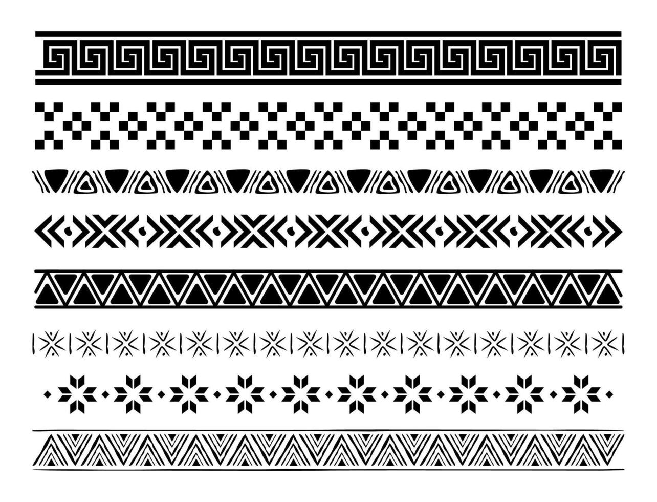 Aztec borders set on white background vector