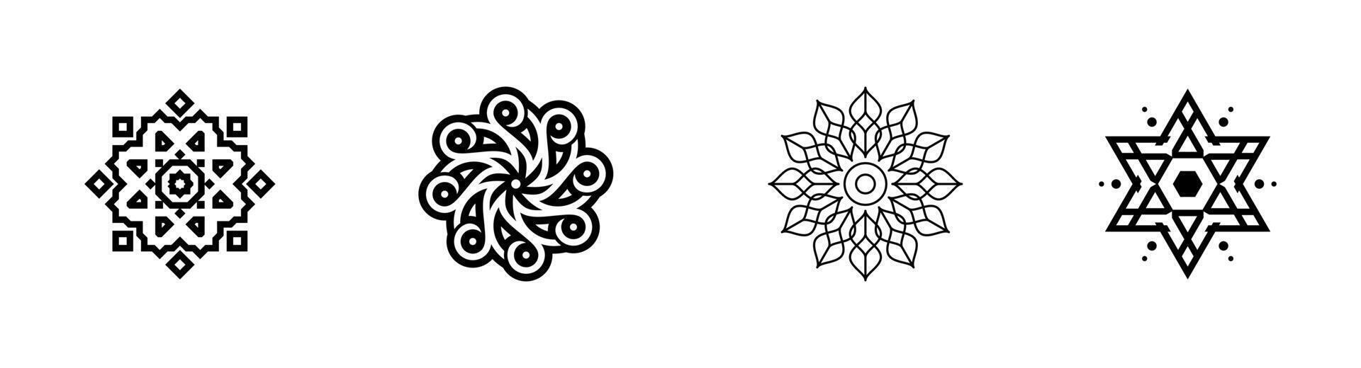 Set of collection luxury floral ornament beauty logo design on black colour vector