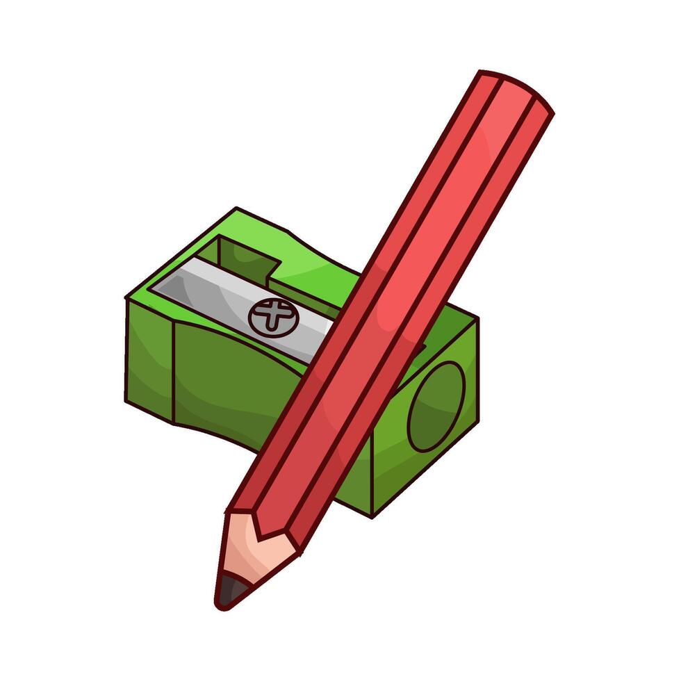 red pencil with sharpener vector