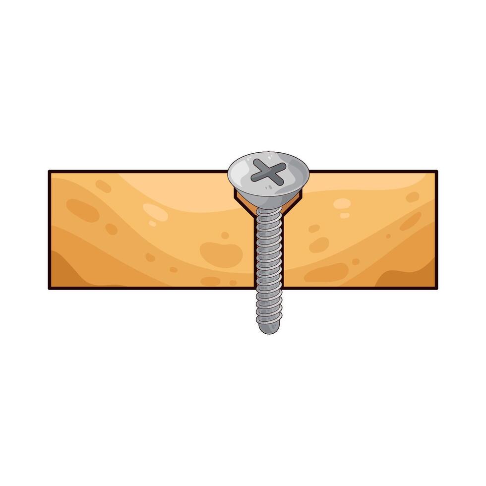 screws in wood illustration vector