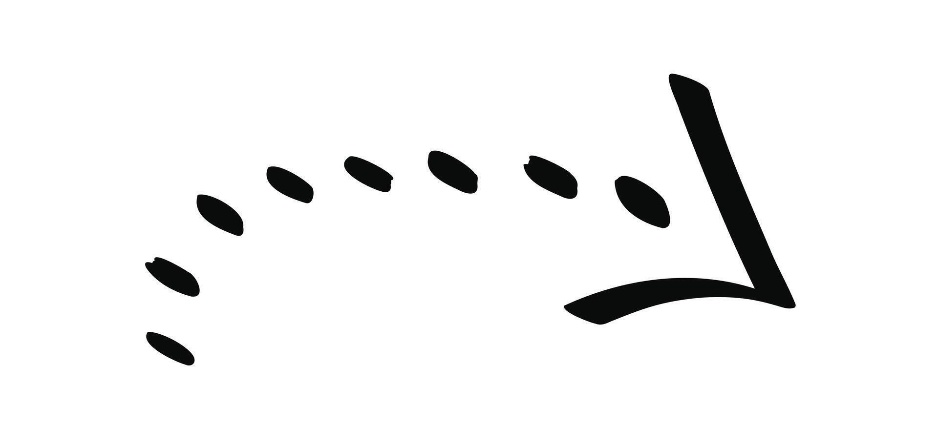 Hand drawn doodle dashed arrow isolated on a white vector