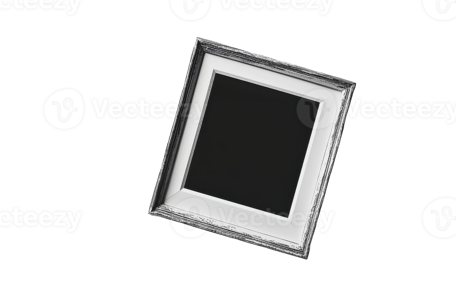 A decorative picture frame with an ornate design, angled to showcase its features and empty space for displaying artwork or photos. png