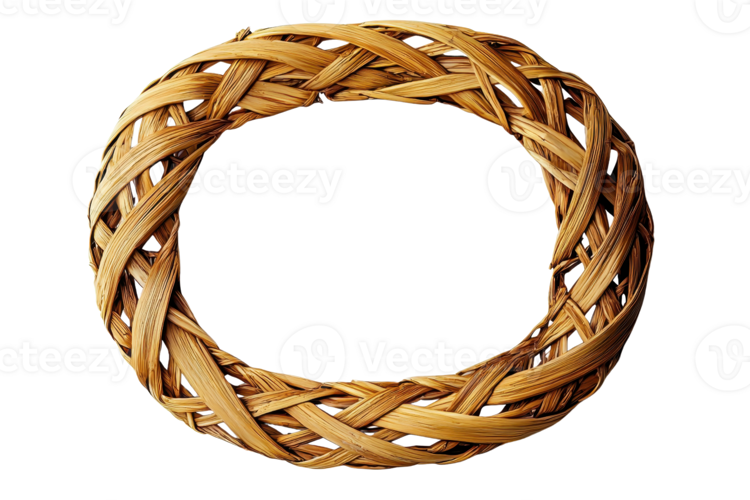 A woven circular object crafted from natural materials, showcasing intricate patterns and a warm, earthy color. png