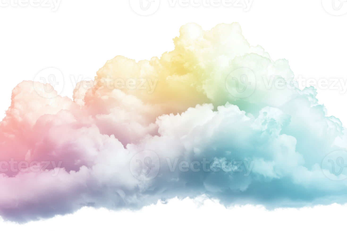 A colorful, fluffy cloud with pastel hues that evoke a serene, dreamy atmosphere. png