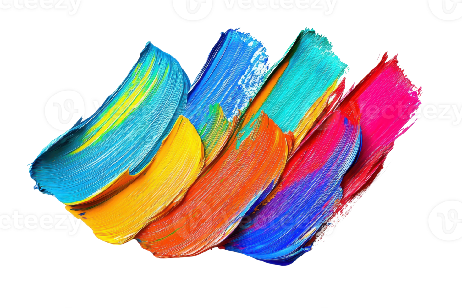 Vibrant and dynamic strokes of paint in various colors, showcasing artistic expression and creativity. png