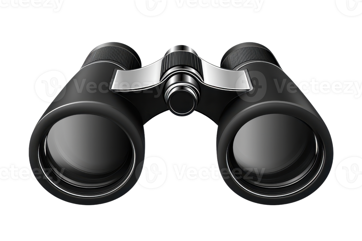 A sleek pair of black binoculars featuring large lenses and a central focus mechanism. png
