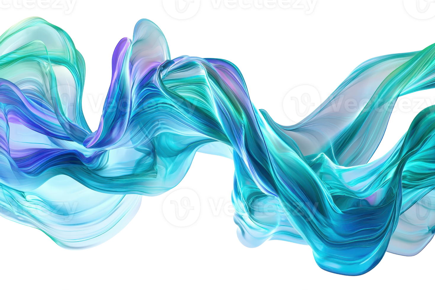 A flowing wave of vibrant turquoise and blue hues, exhibiting fluid motion and a silky texture. png