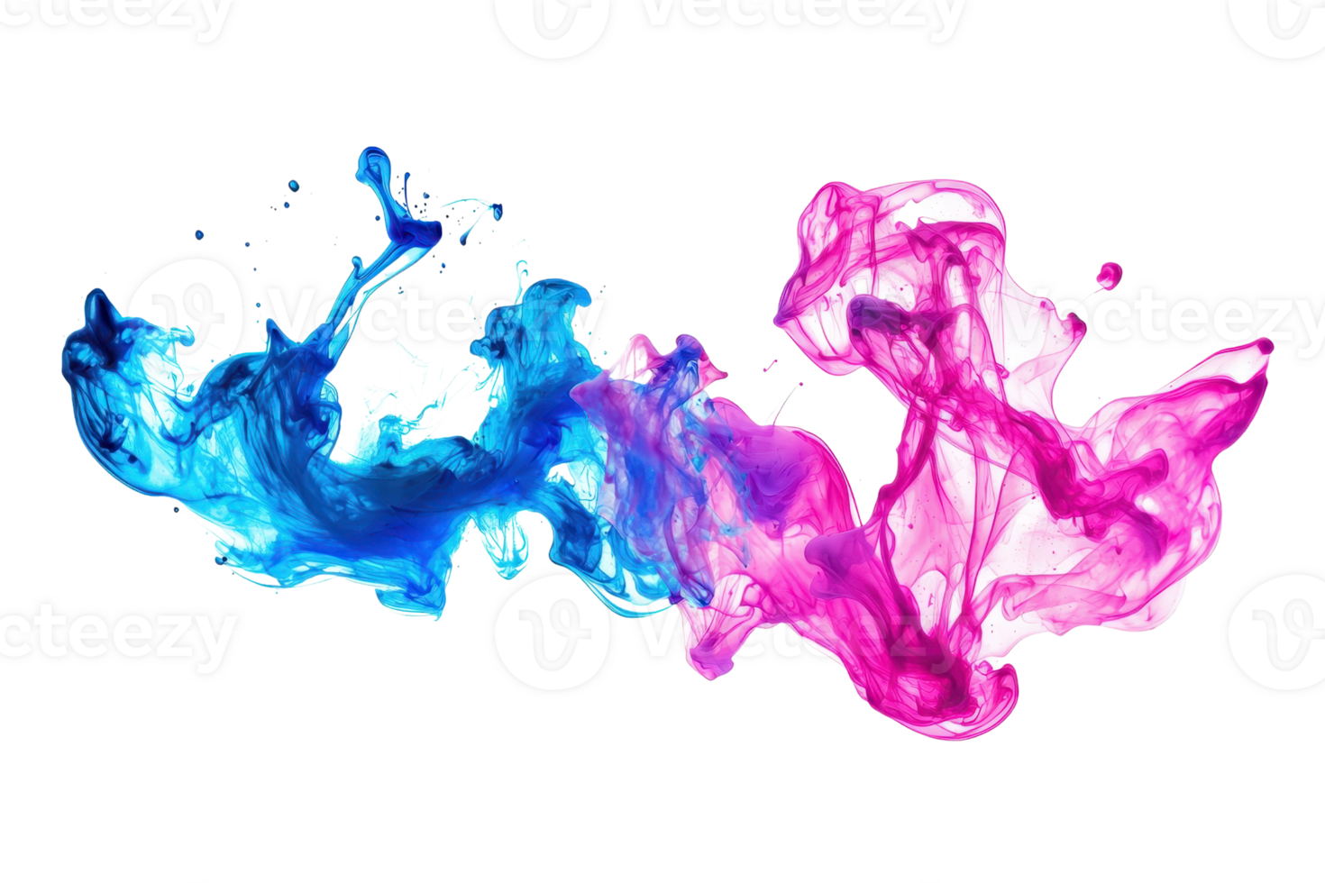 Vibrant blue and pink ink swirls blend and flow dynamically, creating a striking visual effect. png