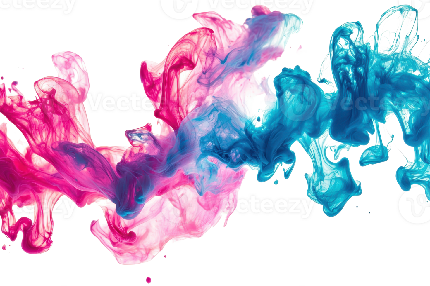 The image features vibrant pink and blue ink swirling in a dynamic, abstract formation. png