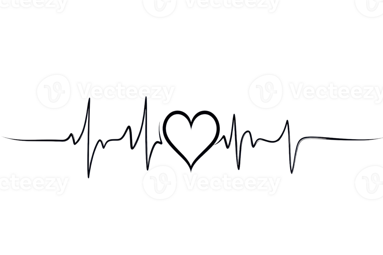 A heartbeat waveform featuring a heart shape in the center, symbolizing life and love. png