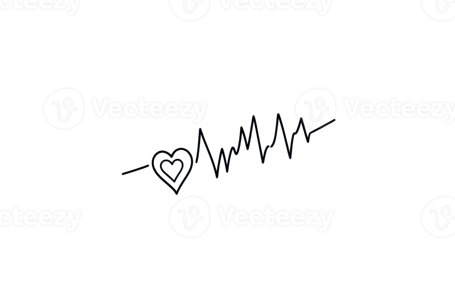 A heart symbol integrated with an ECG line, representing heartbeat rhythms and the connection between love and health. png