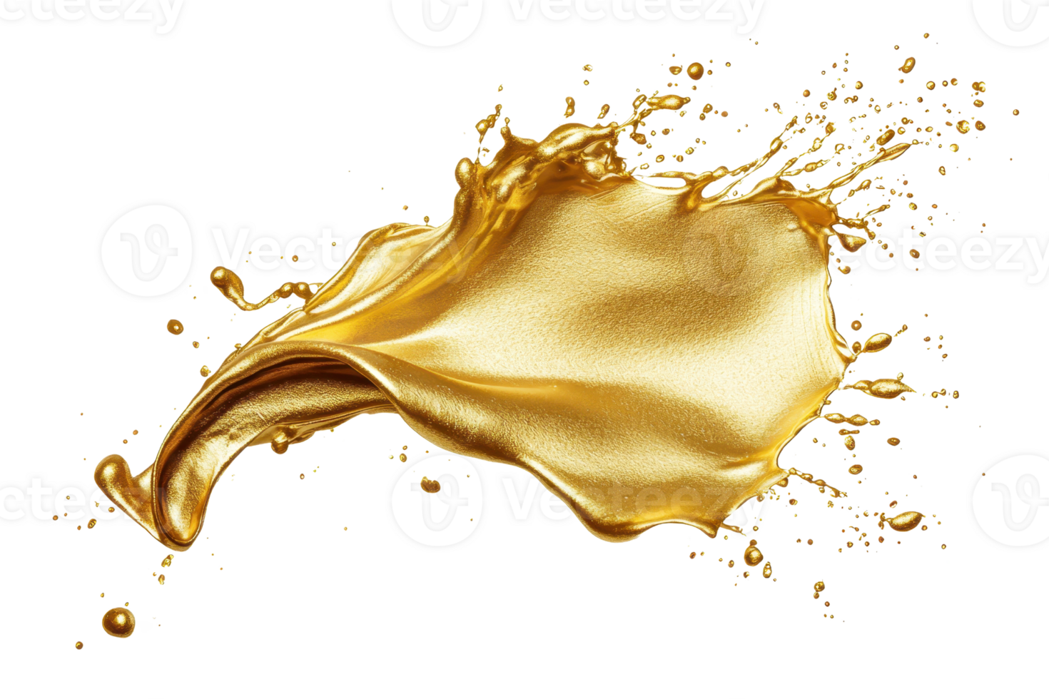 A vivid splash of liquid gold, showcasing smooth curves and dynamic movement, creating an elegant and luxurious effect. png