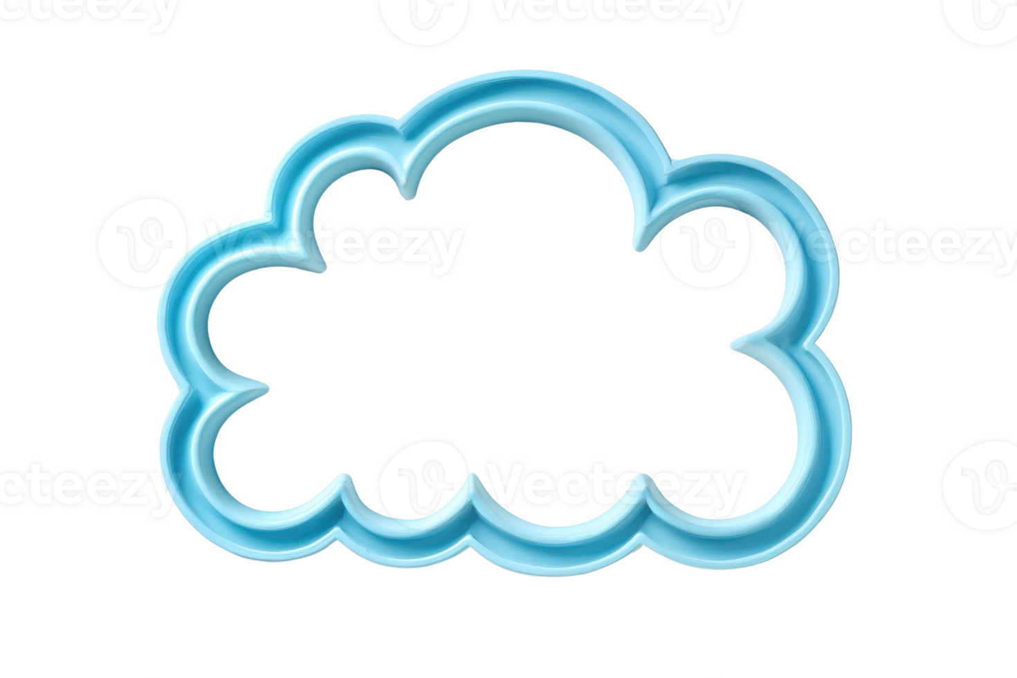 A blue cloud shape with a stylized, curvy outline designed for a playful or whimsical appearance. png