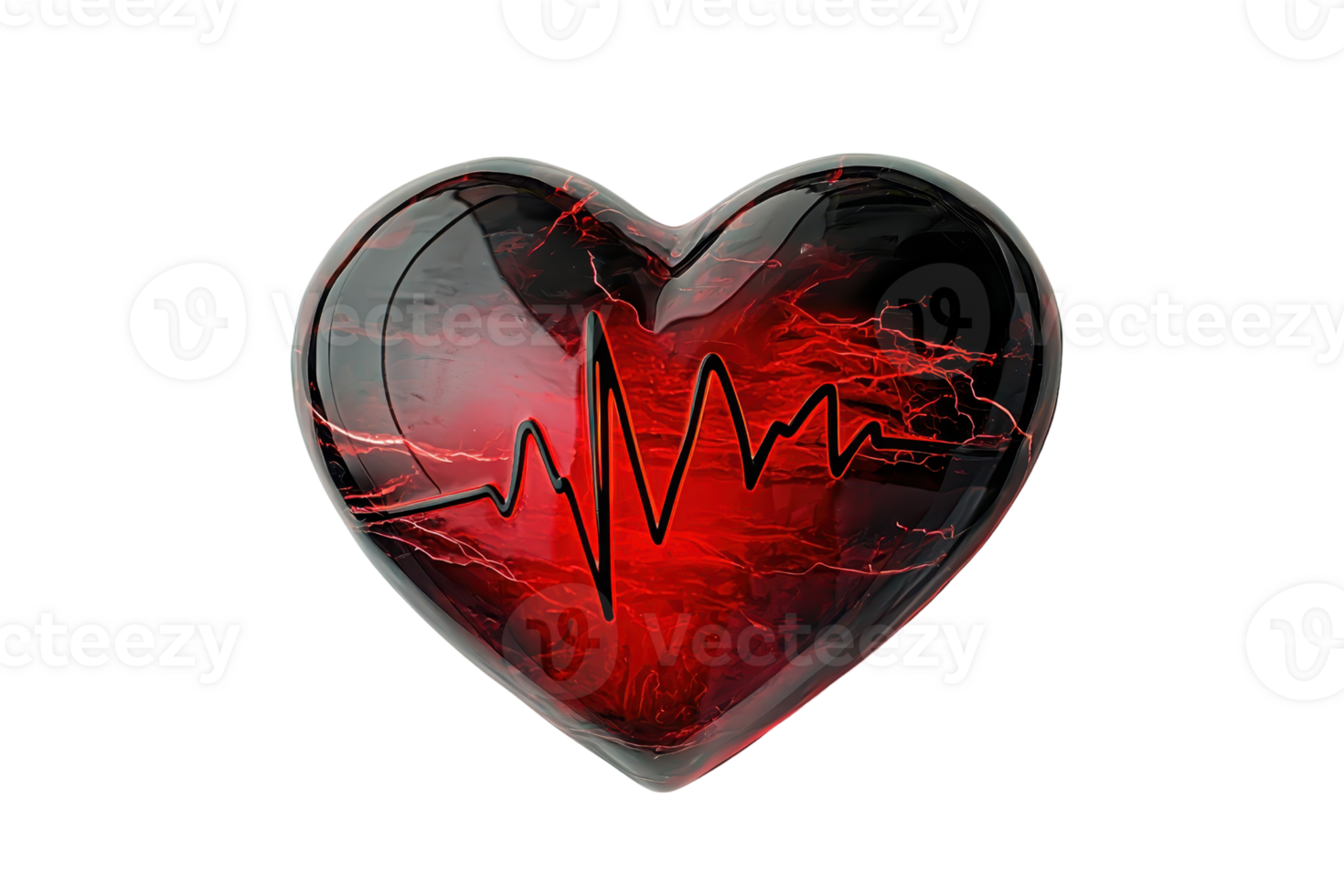 A heart-shaped object featuring a heartbeat line, symbolizing love, emotion, and vitality. png