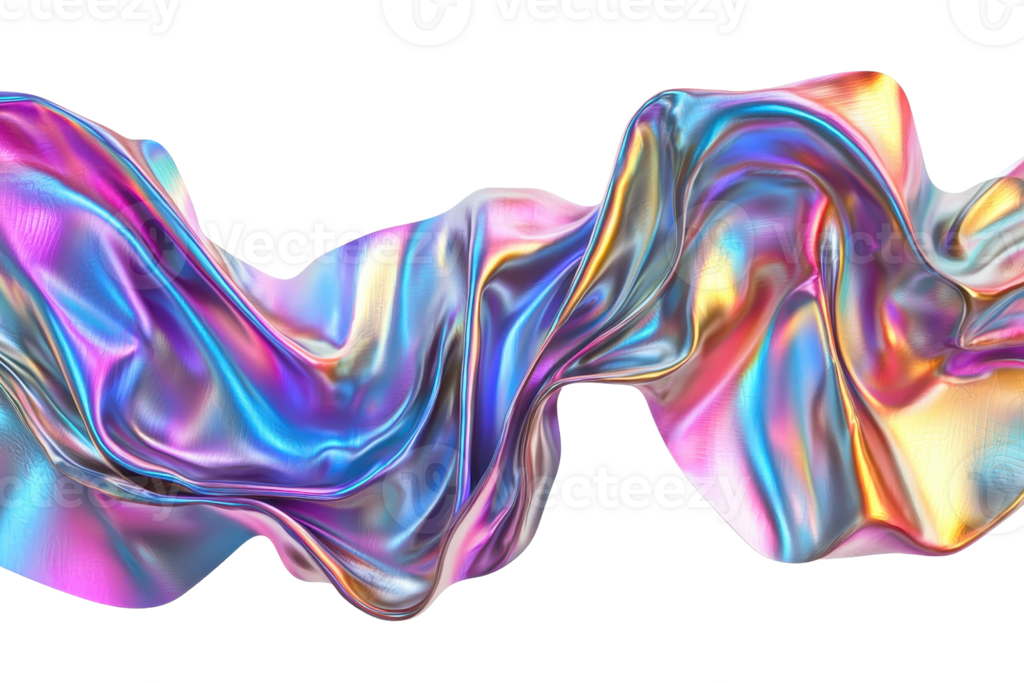A vibrant, swirling ribbon of colorful, iridescent fabric showcasing dynamic folds and reflections. png