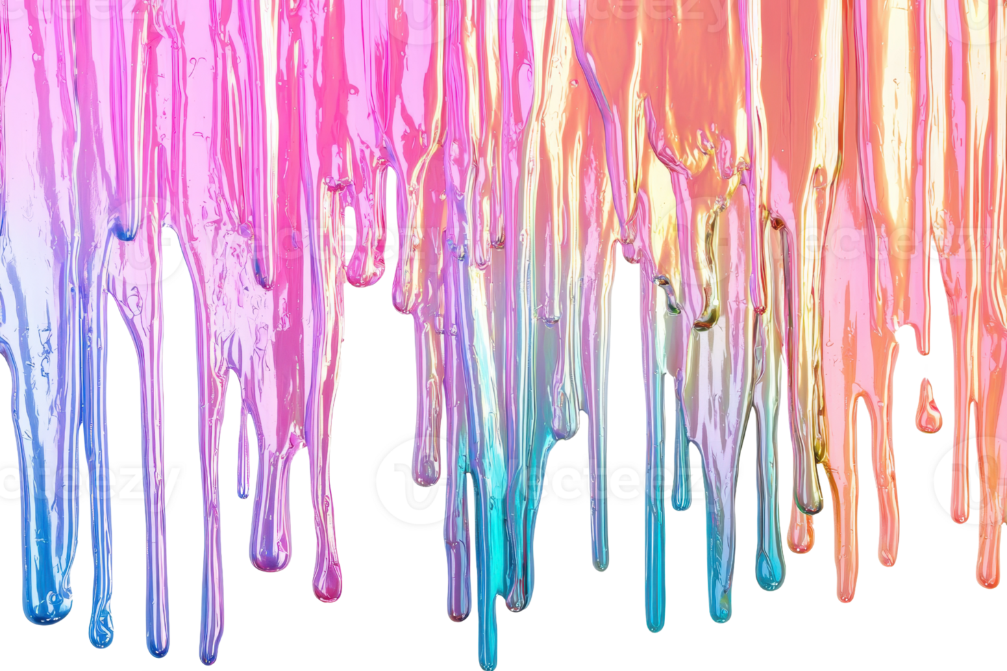 A vibrant display of dripping paint in shades of pink, blue, and purple, creating a colorful, artistic texture against a transparent background. png