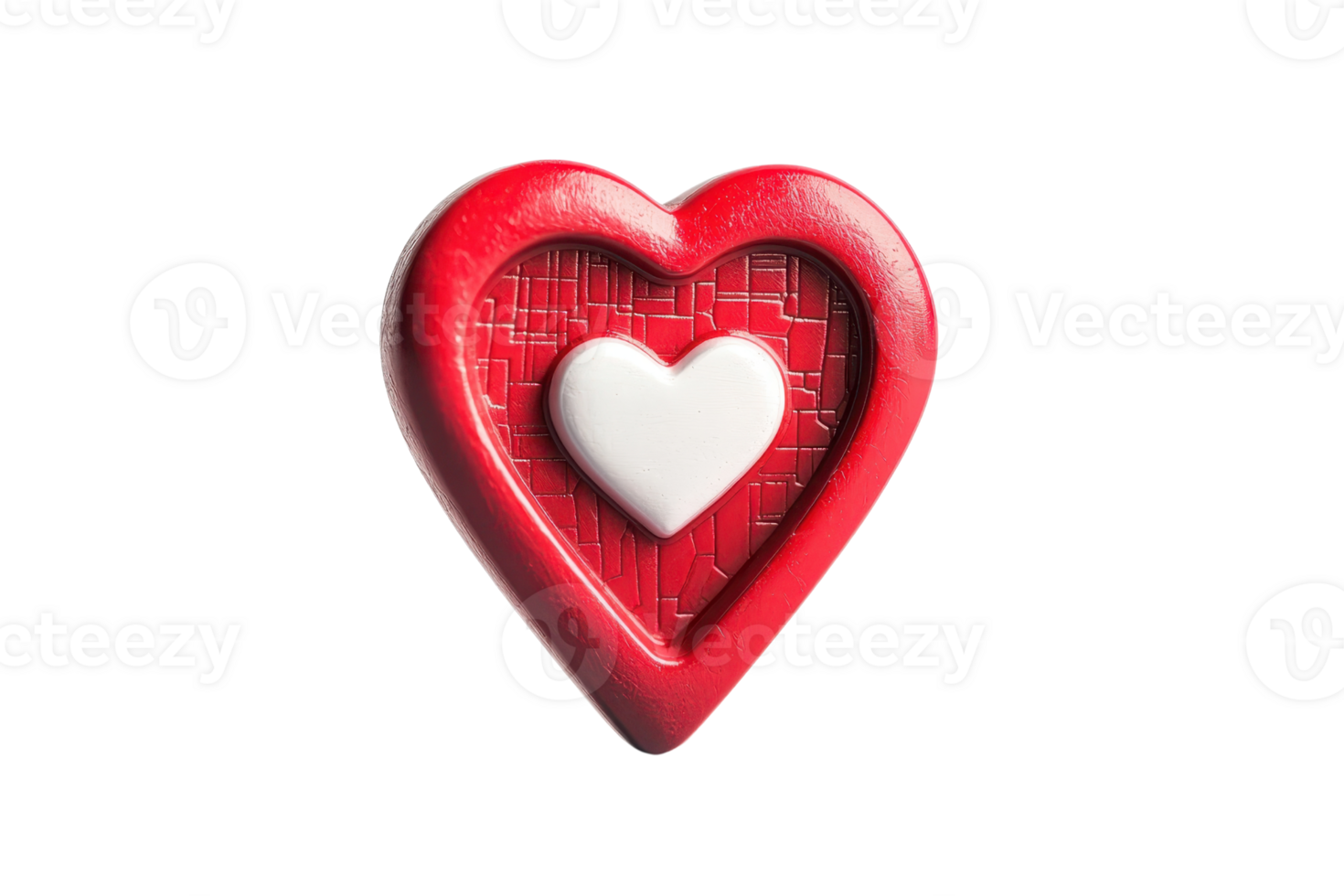 A red heart shape featuring a smaller white heart within, symbolizing love and affection. png